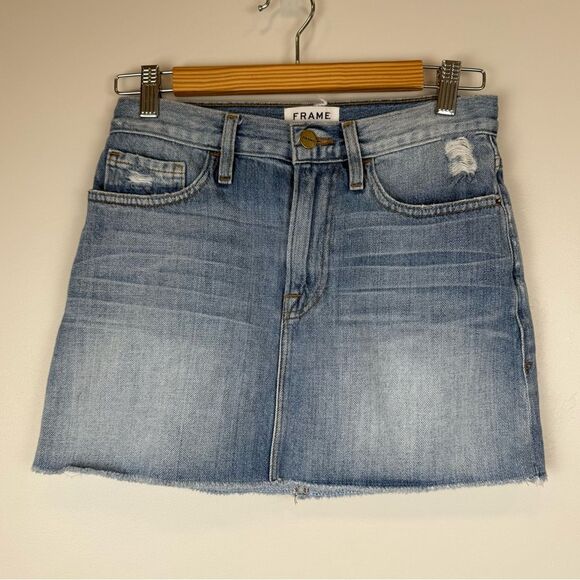 Frame Denim Le Mini Skirt Fray Edge Women' Size 24 Ryde Style LMSKRE207 - Picture 1 of 6